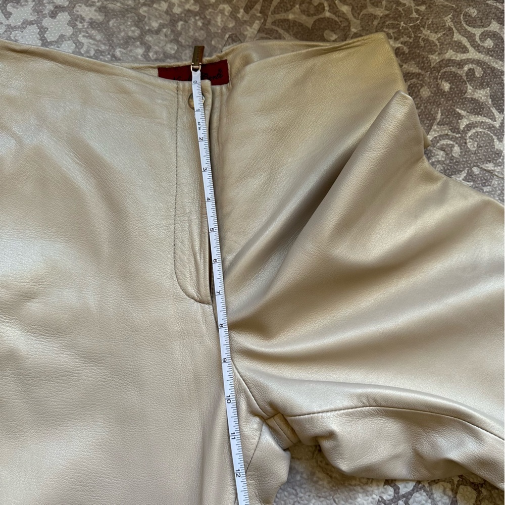 Nicola Berti Vintage 90s Italian Leather High Waisted Pants Cream Size 6 USA - Picture 7 of 10